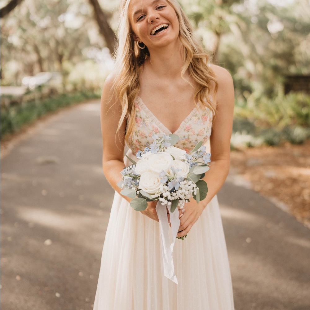Needle & Thread Cream Floral Emma Ditsy Bodice Cami Embroidered Tulle  Dress